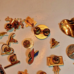 Assorted Lot of 41 Lapel Pins and Brooches AS IS 1 Lapel Pin Missing Back