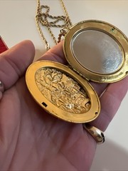 Vintage Revlon Perfume Locket Intimate Heirloom Gold Tone Chain Necklace