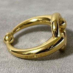 HERMES Mors Horse Bit Gold Scarf Ring 20mm with Box