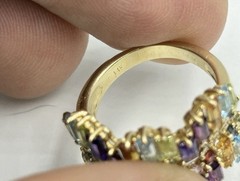 EFFY 14k Gold Multi Color Gemstone Diamond Cocktail Ring Band