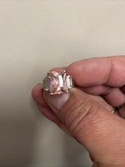 925 Sterling Silver Faceted Pink Topaz Shiny Cocktail Ring Sz 8.75
