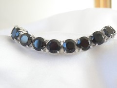 Sterling Silver 925 Natural 50tcw Black Spinel Tennis Bracelet 8″
