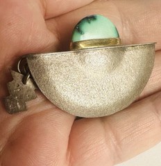 VTG Sterling Silver Margaret Francis Artist Studio Brooch Gemstone Hand Signed