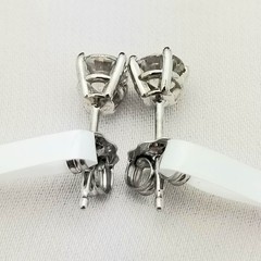 14K Round Cut Diamond Stud Earrings-WhiteGold-Classic Style-0.66CT-Vintage