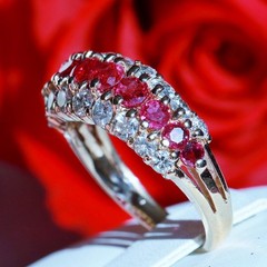 14k yellow gold 1.50ct natural diamond size 6.75 ring ruby band heated 4.95gr