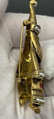 Vintage Hollycraft Santa Red Rhinestone Simulated Pearl Tree Shaped Pin Brooch