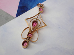 Women Pendant Free Chain Lab Created Pink Tourmalin14K Rose Gold Finish