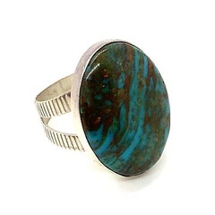 Vtg Sterling Silver Jay King Natural Azurite Malachite Gemstone Ring Size 11.75