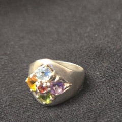 925 Sterling Silver Topaz Citrine Peridot Garnet & Amethyst? Ring Size 6 3/4