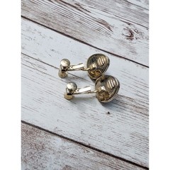 Vintage Clip On Earrings with Screw To Tighten – Black Faceted – Just Over 0.5″
