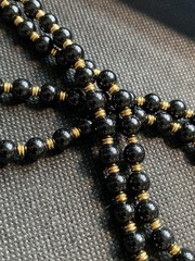 Vtg PATRICE Brass Carnelian Onyx Double Strand Bead Pendant Necklace Earring Set