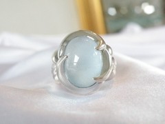 Chunky Sterling Silver 925 Natural Heated Blue Topaz Cabochon Unique Ring Size 7
