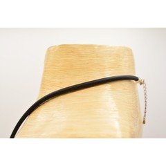 Vintage Collar Necklace Choker Brushed Silver Gold Black Cord Signed 1990s Bin1D