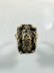 Antique Brass Detailed Open Work Filigree Techniques Adjustable Ring