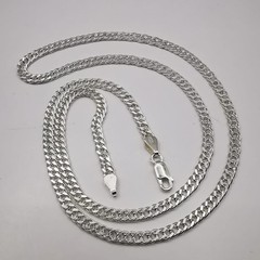 Vintage 925 Sterling Silver Signed Handmade Jewelry Chain 23.62in 0.16in 0.66oz