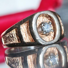 14k yellow gold ring 0.17ct diamond solitaire sz 6.5 vintage handmade 7.6g N2539