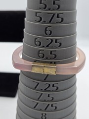 Vintage Rose Quartz Square Bangle Bracelet Gold Tone Hinged Closure Estate Find