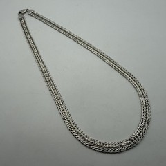 Vintage Sterling Silver 925 Men’s Jewelry Wheat Chain Necklace Foxtail 50cm