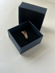 Vintage Red Cubic Zirconia Ring Gold Plated Womens Size 8.5