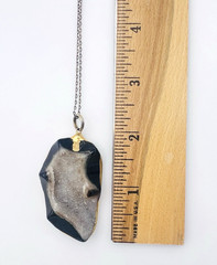 Vintage 925 Sterling Silver Vermeil Druzy Agate Pendant Necklace 28 in