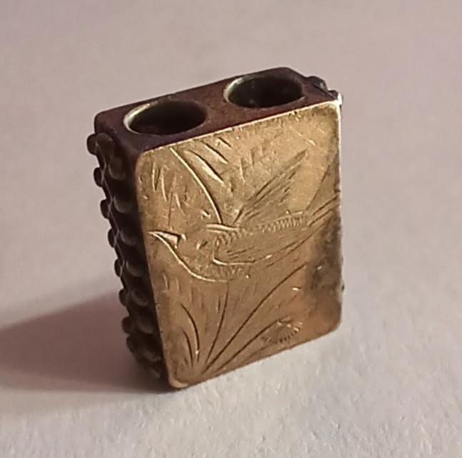 Victorian Charm For Slide Bracelet Necklace or Watch Chain Bird and Fern Motif