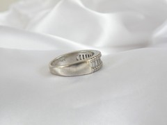 Sterling Silver 925 Baguette Channel Set CZ Designer Signed Band Ring Size 7