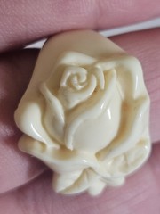Vintage Ivory Lucite Plastic Carved Rose Flower Ring Size 8