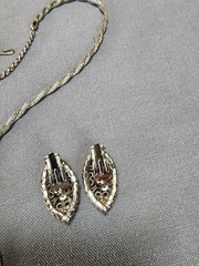 Juliana DeLizza Elster Hematite Necklace And Earrings Silvertone Filigree Mesh