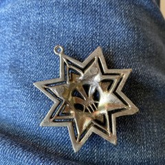 Vintage Prince Of Wales Logo Enamel 8 Point Star Pendant Medallion