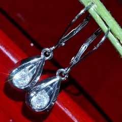 14k white gold earrings 0.25ct natural diamond 1.0″ teardrop dangle 2.50gr N3344