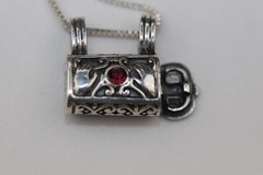 Handbag Locket Amethyst Gemstone Pendant Necklace Sterling Silver