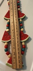 Vintage Fruit Salad Necklace Watermelon Wooden Beads Retro Signed 1987
