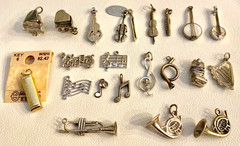 Vintage Sterling Silver Musical Instruments & Notes Charm Choice