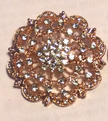 Vintage C-Clamp Beautiful Gold Toned With Rhinestones Brooch