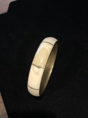 Large Vintage Sectioned Bone Horn Brass Bangle Bracelet INDIA