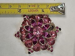 Vintage Figural Fucshia Pink Rhinestone Brooch Pin Signed EDLEE Clip On Earrings