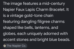 RARE VTG NAPIER GOLD TONE 5 CHARM FAUX LAPIS MINT DBL LINK CHARM BRACELET 7.5”