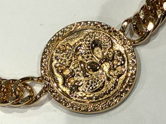 PAKULA CUBAN LINK GOLD CHAIN DRAGON PENDANT 15″ NECKLACE EUC