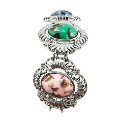 Vintage Sarah Coventry 1974 Partytime Pastel Faux Stone Silver Tone 7″ Bracelet