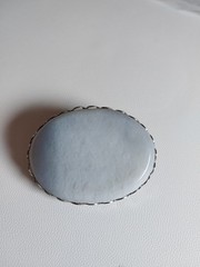 Natural Stone Oval Brooch Silver-tone Pin