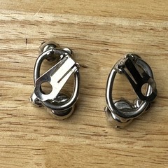VTG Earrings Clips 1 Inch Sky Blue Glass Sparkly Rhinestones Oval Silver MCM