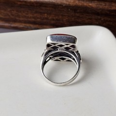 Vintage 925 Sterling Silver Red Jasper Statement Ring Size 7 – 7.13g