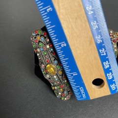 Vintage 1930s Art Deco Czech Rainbow Rhinestone Bar Brooch & Dress Clip Lot