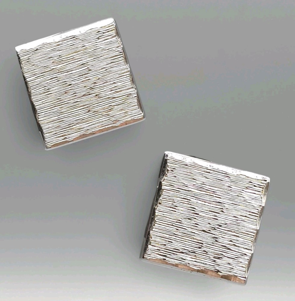 Vintage Anson Men’s Brushed Finish Bullet Back Silver Tone Cufflinks