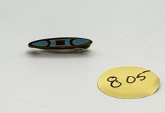 Antique Blue Guilloche Enamel Lingerie Pin Art Deco Bar Brooch Brass 21mm