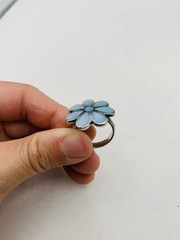 Vintage Sterling Silver Size 6 Spring Pastel Blue Flower Statement Cocktail Ring
