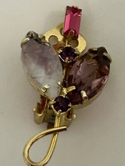 Vintage Juliana D & E Lavender Pink Pressed Glass Flower Clip Earrings