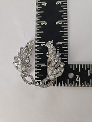 1950’s Ear Climbers Clip On Earrings Clear Rhinestone 2″