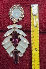 Vintage Rhinestone Drop Dangle Post Earrings Pierced Amethyst, White, & Clear