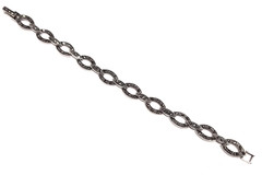 Vintage Signed FAS 925 Sterling Silver & Marcasite Cable Design Link 7″ Bracelet